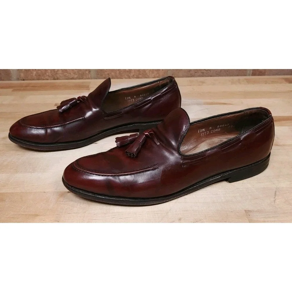 Allen Edmonds Saratoga Burgundy Leather Tassel Loafers Mens Shoes 11.5 A‎